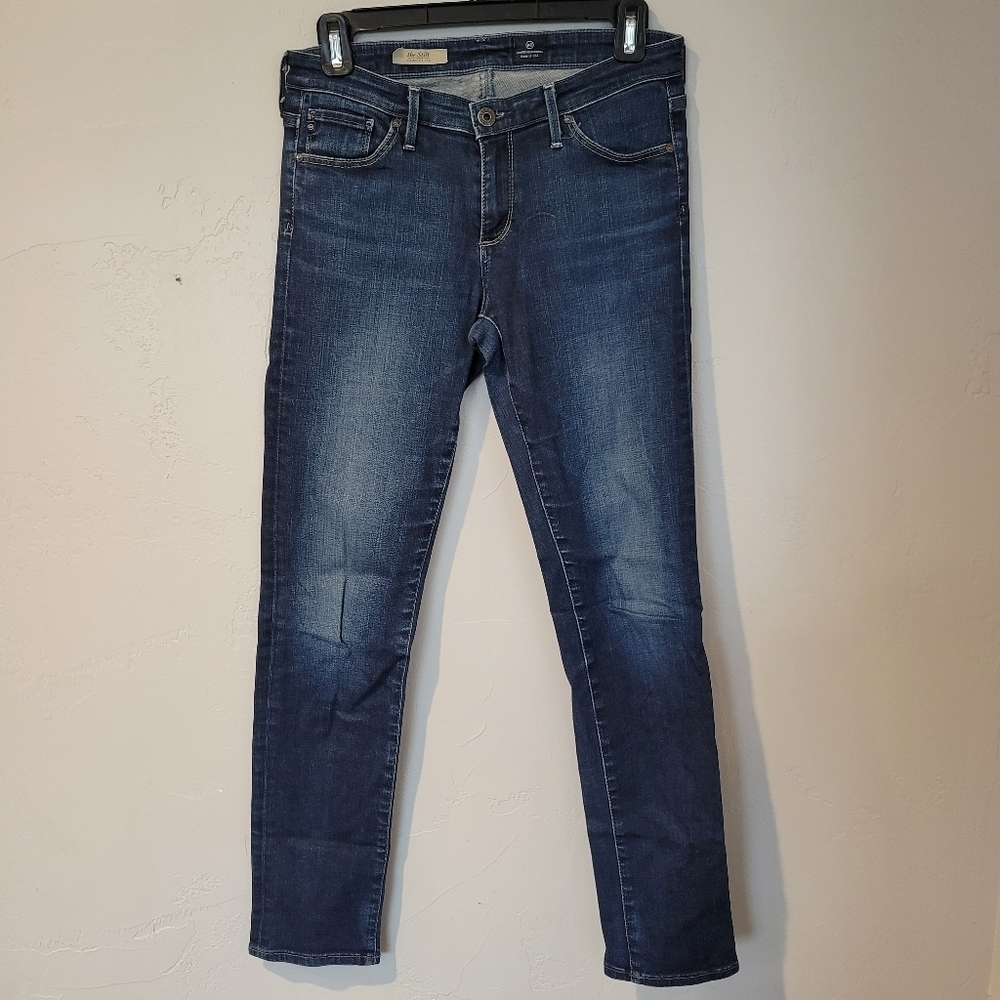 AG Adirano Goldschmeid The Stilt Cigarette Leg Dark Wash Denim 28R 28 Low Rise